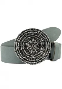 Ремень LIFEBULT by showroom 019°, полностью натуральная кожа под велюр, круглая пряжка Rettungsring By Showroom 019°, серый