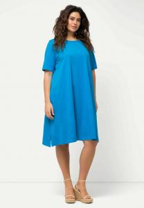 Платье Ulla Popken A-LIJN RONDE HALS KORTE MOUWEN ZAKKEN, Sapphire Blue/Blue