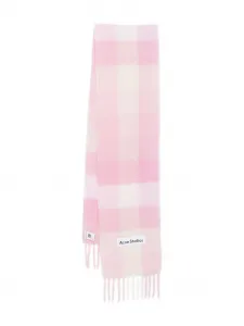 Клетчатый шарф с бахромой Acne Studios, розовый