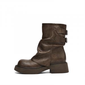 Женские полусапоги DAPHNE Мартин со сборкой и флисовой подкладкой, черный