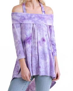 Фиолетовая туника с эффектом тай-дай и асимметричным подолом на бретелях Umgee
