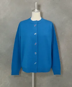 Кардиган из шерстяной смеси с вышивкой в виде пуговиц Studio Picone, цвет Blue(065)