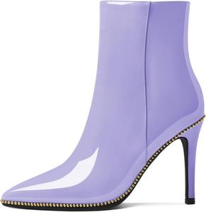 Женские ботильоны Eldof с бисером, закрытым заостренным носком, на высоком каблуке-стилетто, с боковой молнией, каблук 3,5 дюйма, Light Purple
