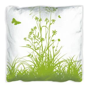 Подушка Wallario Premium, мягкая поверхность, с мотивом зеленого летнего луга, размер: 40 x 40 см, с белой спинкой