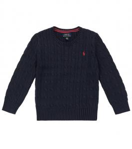 Хлопковый свитер с узором «косичка» Polo Ralph Lauren Kids, Rl Navy