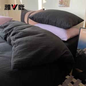 Yalu Комплект постельного белья из 4 предметов (простыня, пододеяльник 200х230 см), цвет Cool Cool Black, устойчивая окраска