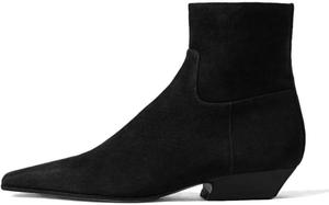 Женские ботильоны Maiyang с квадратным носком, низким массивным каблуком и боковой молнией, модные повседневные короткие ботинки для офиса, вечеринок и официальных мероприятий, размер 4-16 US, Black Suede