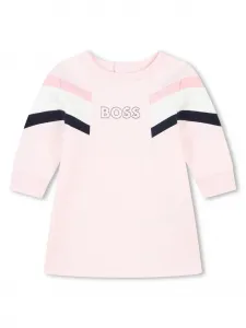Платье с длинными рукавами и логотипом BOSS Kidswear, розовый