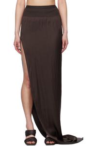Коричневая юбка-макси с разрезом Hollywood Rick Owens