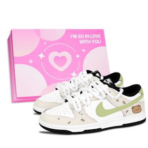 Кроссовки для скейтбординга dunk cute bear light rhyme низкие износостойкие unisex Nike, бежевый