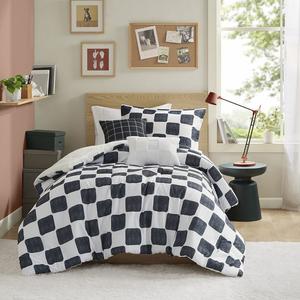 Набор одеял в клетку Intelligent Design Lana с декоративной подушкой, цвет Black White