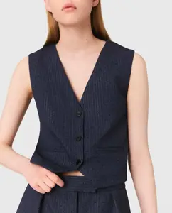 Женский жилет к костюму со стразами Maje, темно-синий