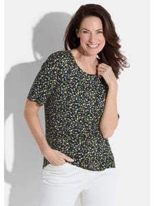 GOLDNER Короткий размер: Футболка темно-синего/зеленого цвета/с узором