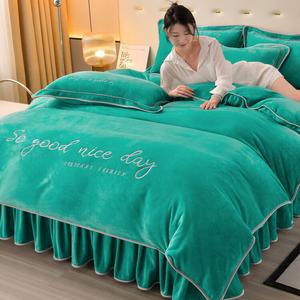 Yalu Комплект постельного белья 4 предмета, простыня 200х220 см, пододеяльник 220х240 см, цвет Hulan, высокоплотный молочный вельвет