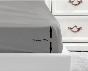 Простыня на резинке из 100% хлопка 160x200x25 см светло-серая LOVELY HOME