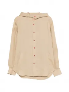 Рубашка с капюшоном на пуговицах Kiton, бежевый