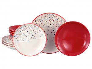 Набор посуды, кремово-красный, Joy красно-разноцветный, 12 предметов Creatable, кремовый/красный
