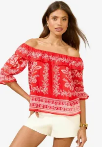 Блузка прямого кроя с оборками и принтом в стиле «бардо» Lipsy, Red