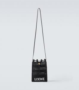 Сумка-кроссбоди из рафии с логотипом Paula's Ibiza Loewe, черный