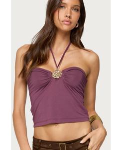 Женский топ-халтер с абстрактным металлическим декором Edikted, Burgundy