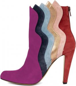 Женские ботильоны с закрытым носком миндальной формы, на молнии сзади, разноцветные, с конусовидным высоким каблуком, стильные, для клуба и свиданий, размеры US 4-16 Wo wagas, Purple Multi