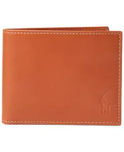Мужской бумажник из гладкой кожи Passcase Polo Ralph Lauren, коричневый