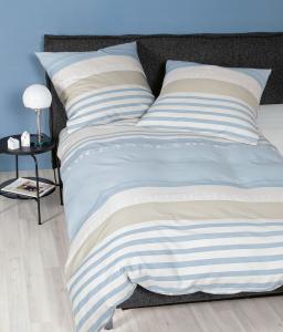 Сатиновое постельное белье Janine Mako moment 98102 мел синий спрей зеленый 200x220 см + 80x80 см Original Janine