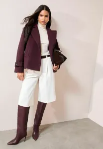 Блейзер прямого кроя с поясом и воротником Friends Like These, Burgundy Red