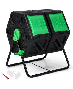 Двухкамерный садовый компостный стакан с раздвижными дверцами Sugift, black