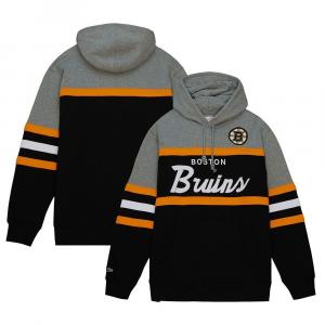 Мужская футболка Mitchell & Ness черного/серого цвета с капюшоном Boston Bruins Head Coach, цвет Bsb Black