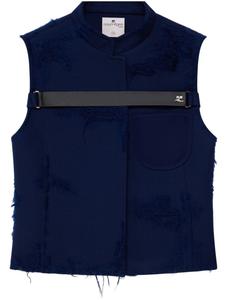 Courrèges жакет с эффектом потертости и ремешком, синий