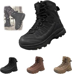 Мужские водонепроницаемые ботинки, легкие, с нескользящей подошвой, для активного отдыха и походов, повседневные, дышащие, высокие тактические военные ботинки, ортопедическая обувь для ходьбы Generic, черный