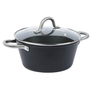 Черная кастрюля Blackline алюминий, Ø 24 см, со стеклянной крышкой Testrut