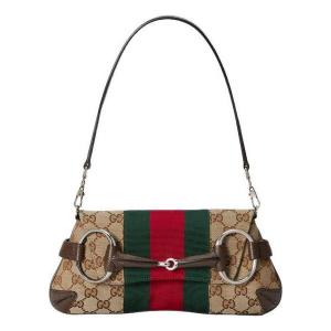 Сумка horsebit chain small shoulder bag 'being ebony' Gucci, бежевый