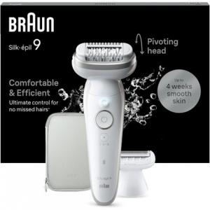 Эпилятор Braun Silk-épil 9 для легкого удаления волос «Шелковистая гладкая кожа» Белый/Серебристый НОВИНКА