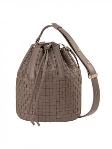 DuDu Сумка-ведро Filicudi M., кожа, 19 см, серо-коричневый цвет