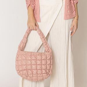 Сумка-облако на плечо из искусственной кожи с стеганой пухлой текстурой FASHNZFAB, розовый