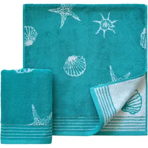 Полотенца Seashell с узором в виде ракушек Dyckhoff, бирюзовый