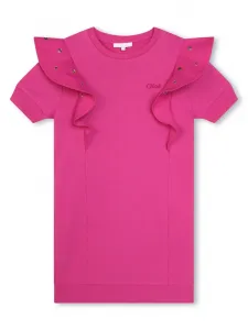 Платье из органического хлопка с люверсами Chloé Kids, розовый