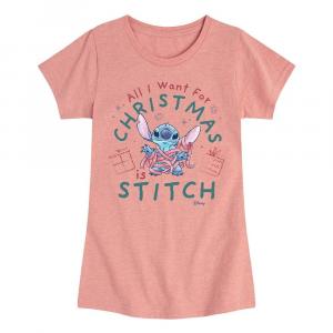 Футболка с рисунком «Все, что я хочу на Рождество» для девочек 7–16 лет от Disney's Lilo & Stitch, розовый
