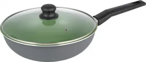 Сковорода с крышкой, диаметр 24 см, зелено-серая, индукционная, керамическая, газовая Michelino