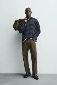 Мягкая трикотажная рубашка-поло Zara, серый/синий