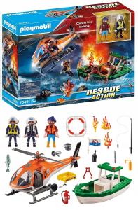 Playmobil 70491 Береговая пожарная бригада Вертолет Корабль Лодка