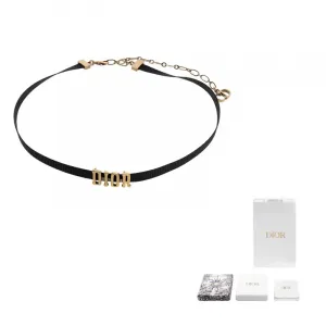 Металлическое ожерелье с репсовой лентой для женщин DIOR, черный золотой