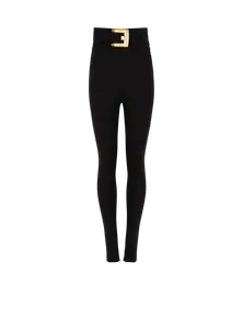 Эластичные брюки с ремнем Balmain, черный