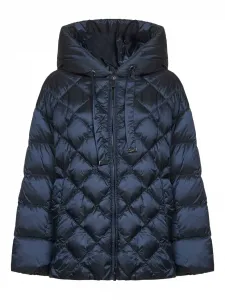 Стеганое пальто с капюшоном SOFTFE Max Mara, синий