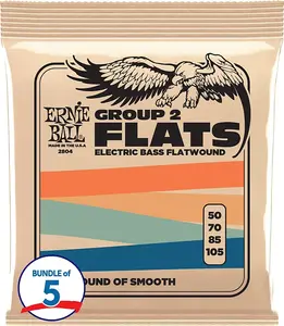 Струны для электрического бас-гитара Ernie Ball EB2804 Flatwound Group II (5 штук) - .050-.105