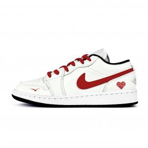 Баскетбольные кроссовки Air 1 LOW с низкой амортизацией для детей и подростков Jordan, белый/красный