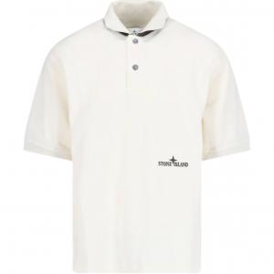 Поло с коротким рукавом и вышитым логотипом STONE ISLAND, белый