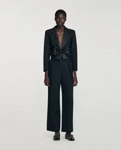 Женские широкие брюки с эластичным поясом Sandro, черный